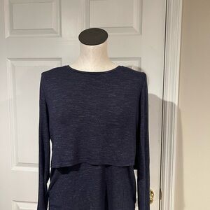 Ripe Maternity Nursing Navy Long Sleeve Layered Top